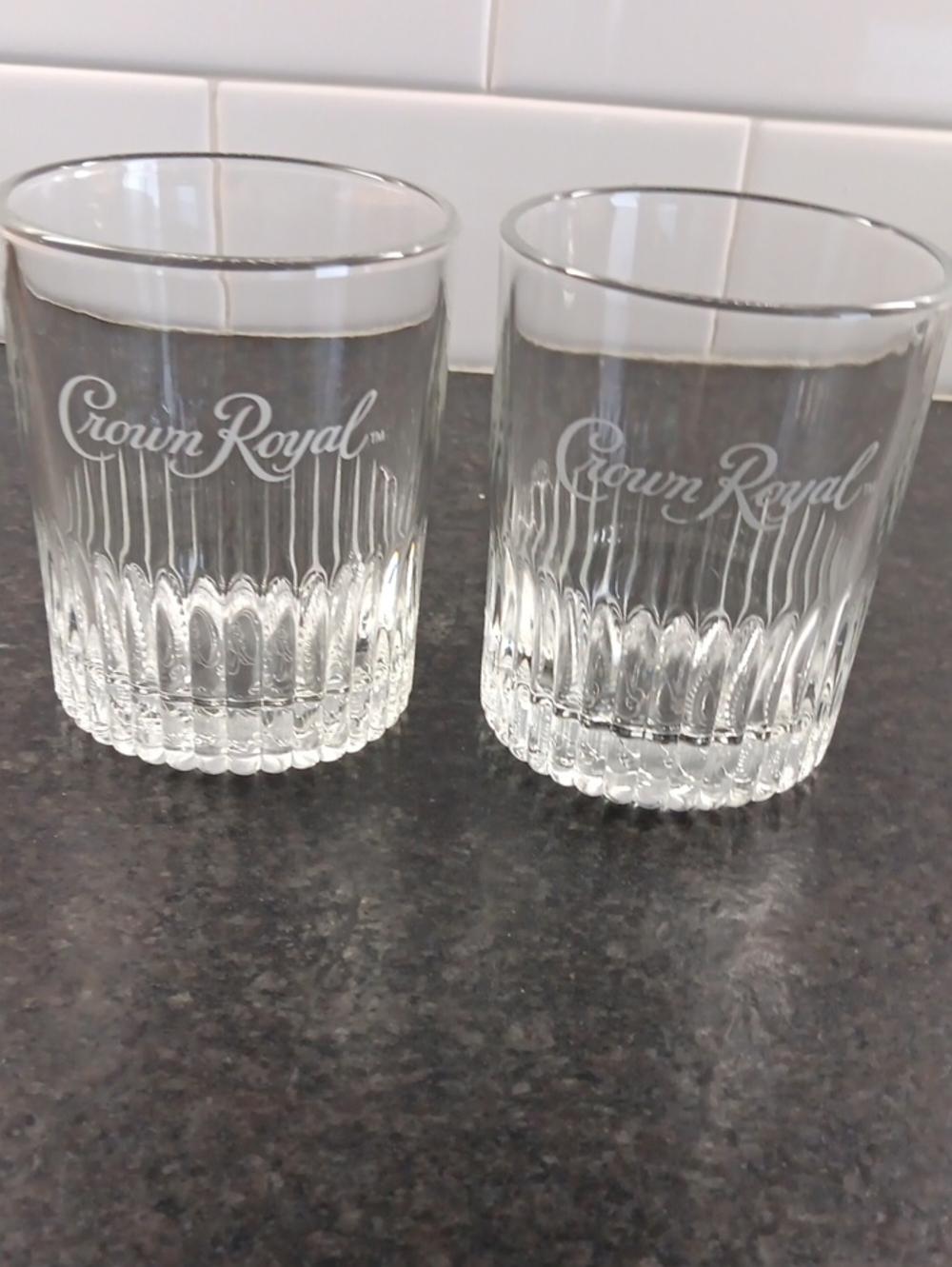 Crown Royal Clear Ribbed Whiskey Glasses - Set of 2